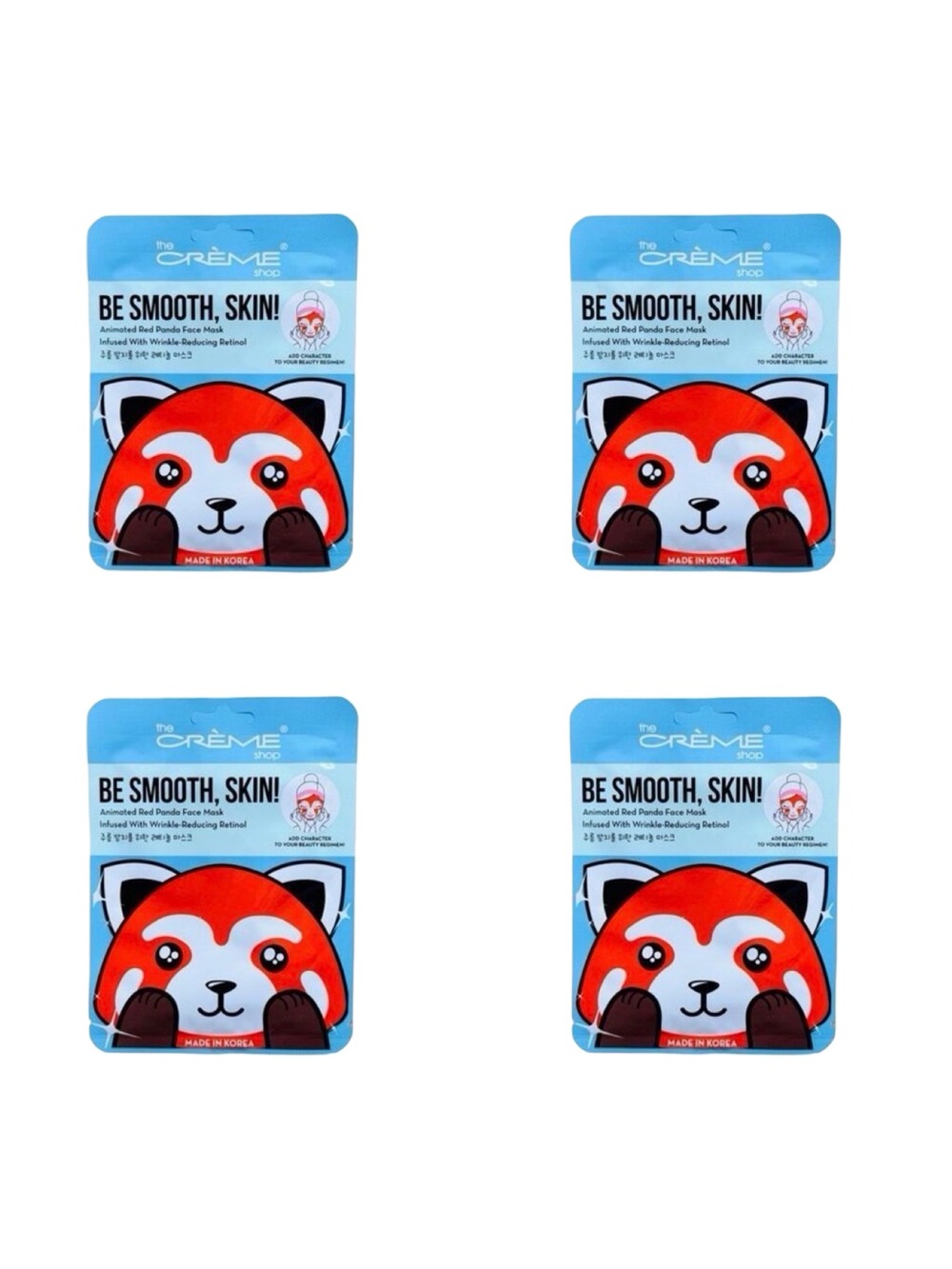 The Crème Shop Be Smooth, Skin! Animated Red Panda Facial Mask - Set of 4